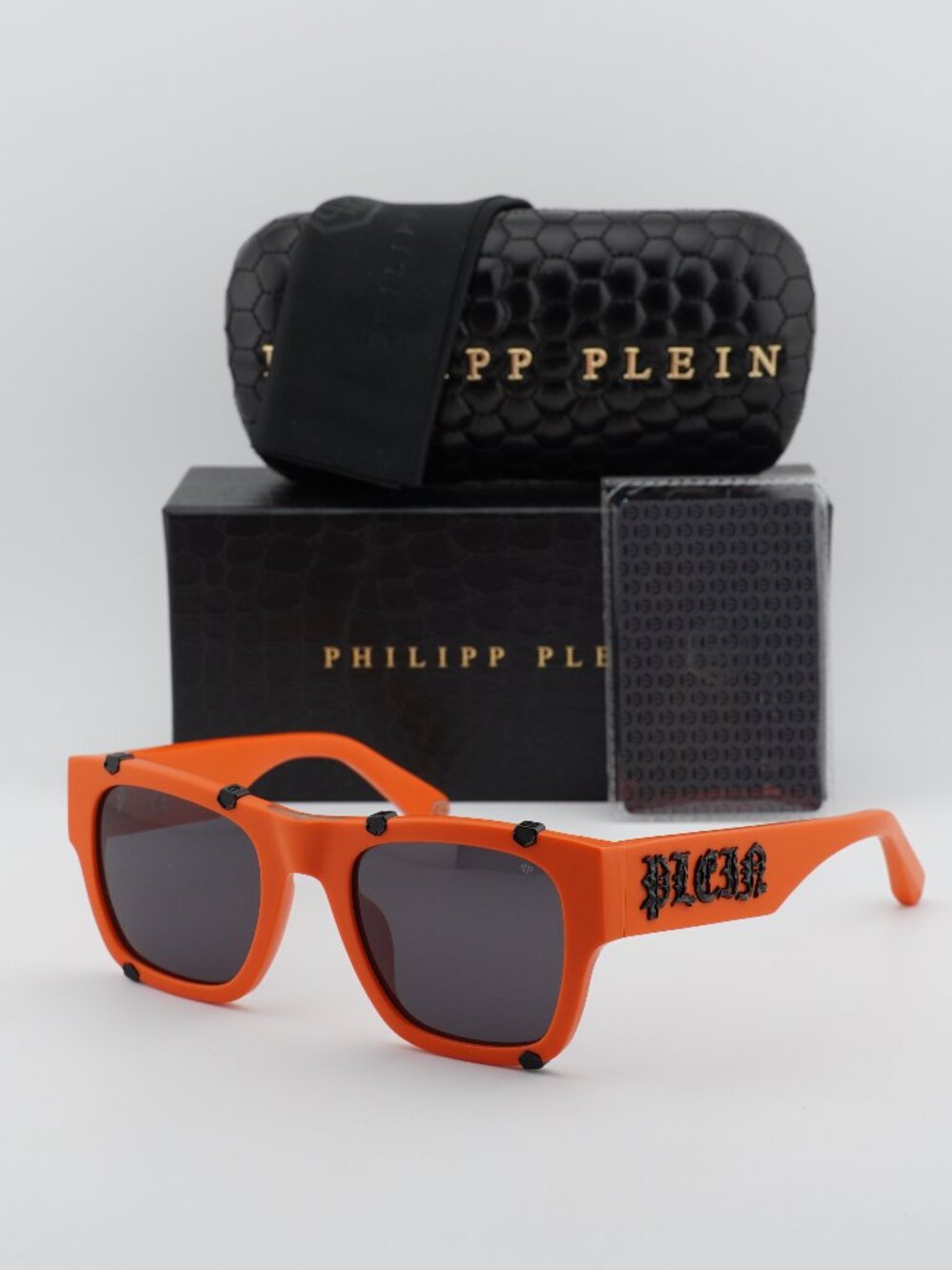Philipp Plein SPP042W V47F Square Sunglasses – Orange / Grey